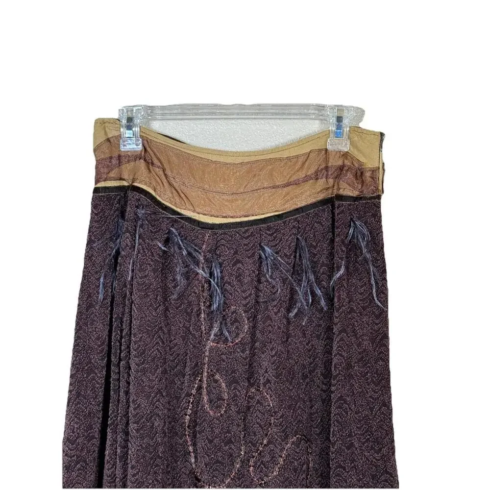 90s FORWEAR New York Brown Long Skirt Size 8 Boho Fairy Core Whimsy Unique Goth